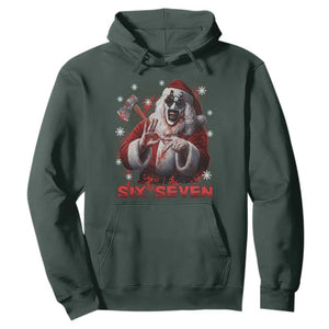 67 Terrifier Santa Horror Christmas Hoodie Funny Six Seven Meme Holiday Movie TS14 Dark Forest Green Print Your Wear
