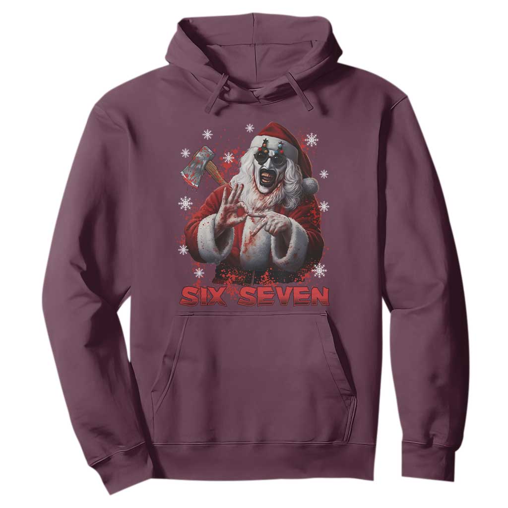 67 Terrifier Santa Horror Christmas Hoodie Funny Six Seven Meme Holiday Movie TS14 Maroon Print Your Wear