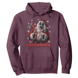 67 Terrifier Santa Horror Christmas Hoodie Funny Six Seven Meme Holiday Movie TS14 Maroon Print Your Wear