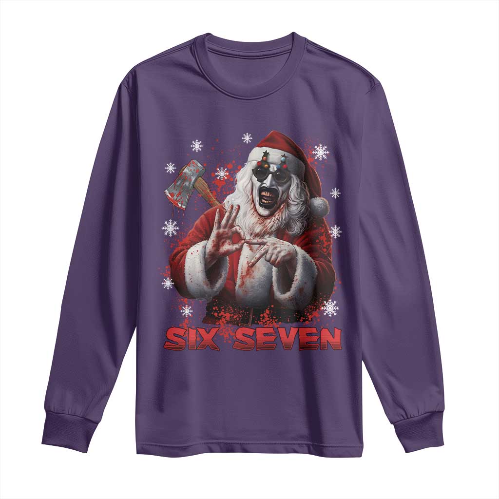 67 Terrifier Santa Horror Christmas Long Sleeve Shirt Funny Six Seven Meme Holiday Movie TS14 Purple Print Your Wear