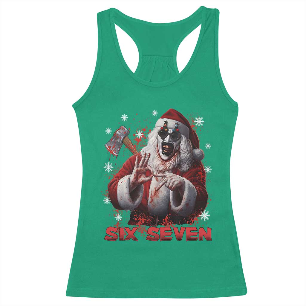 67 Terrifier Santa Horror Christmas Racerback Tank Top Funny Six Seven Meme Holiday Movie - Print Your Wear