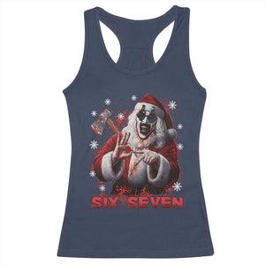 67 Terrifier Santa Horror Christmas Racerback Tank Top Funny Six Seven Meme Holiday Movie TS14 Navy Print Your Wear