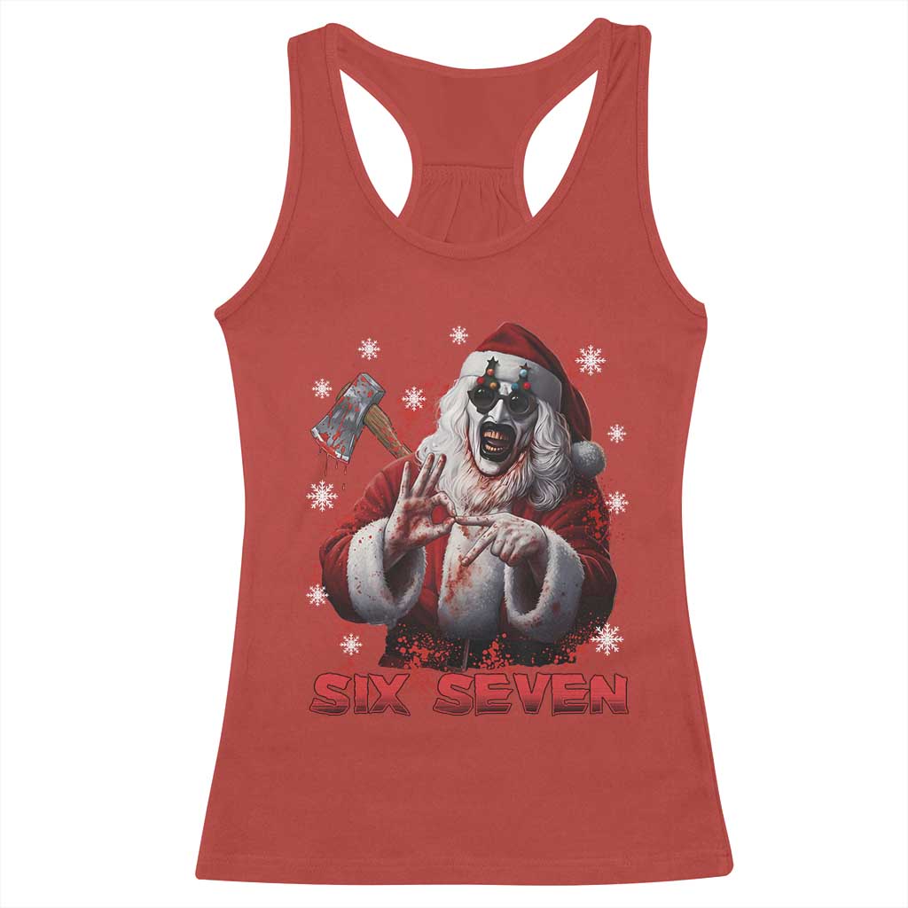 67 Terrifier Santa Horror Christmas Racerback Tank Top Funny Six Seven Meme Holiday Movie - Print Your Wear