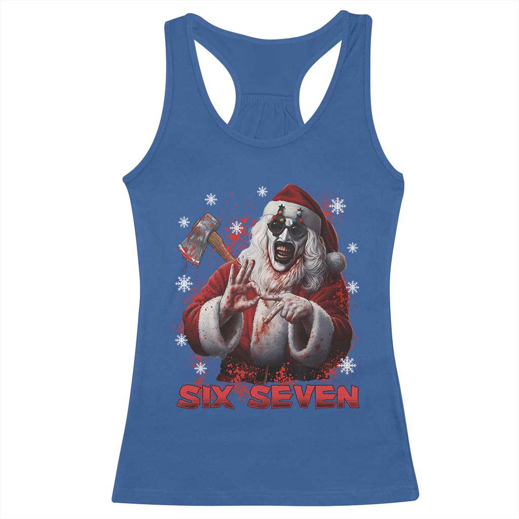 67 Terrifier Santa Horror Christmas Racerback Tank Top Funny Six Seven Meme Holiday Movie TS14 Royal Blue Print Your Wear