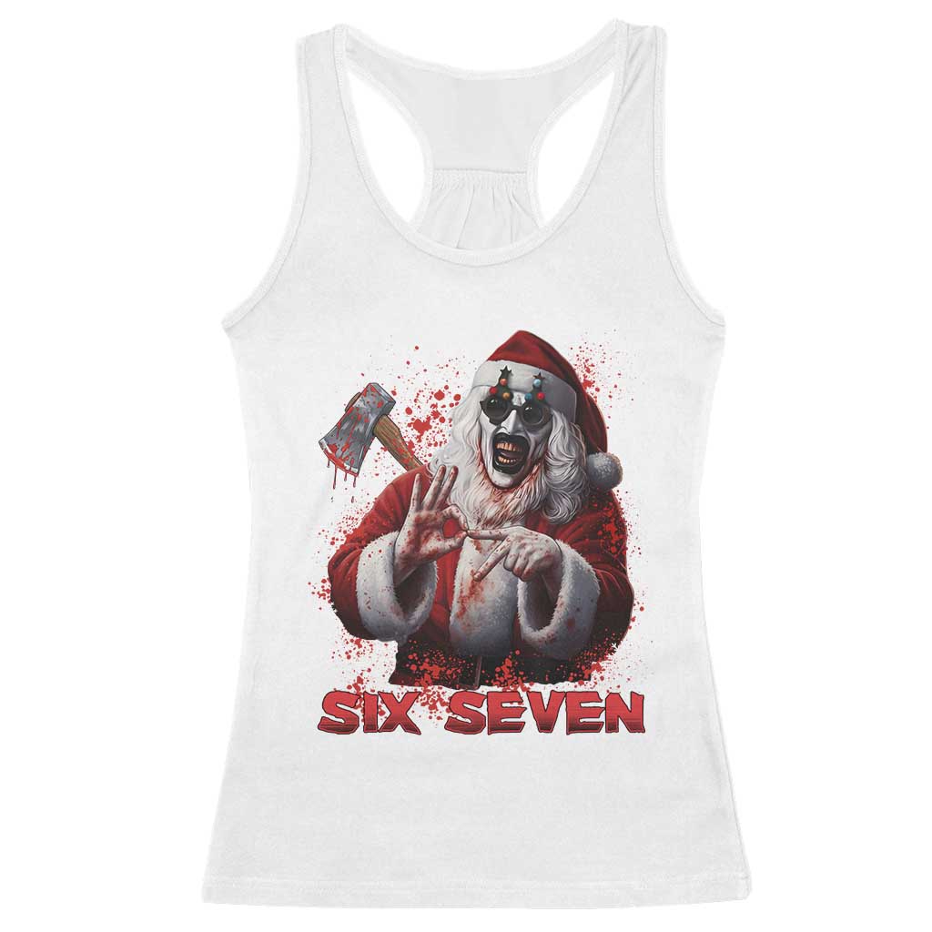 67 Terrifier Santa Horror Christmas Racerback Tank Top Funny Six Seven Meme Holiday Movie TS14 White Print Your Wear
