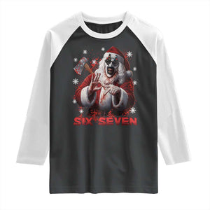 67 Terrifier Santa Horror Christmas Raglan Shirt Funny Six Seven Meme Holiday Movie TS14 Black White Print Your Wear