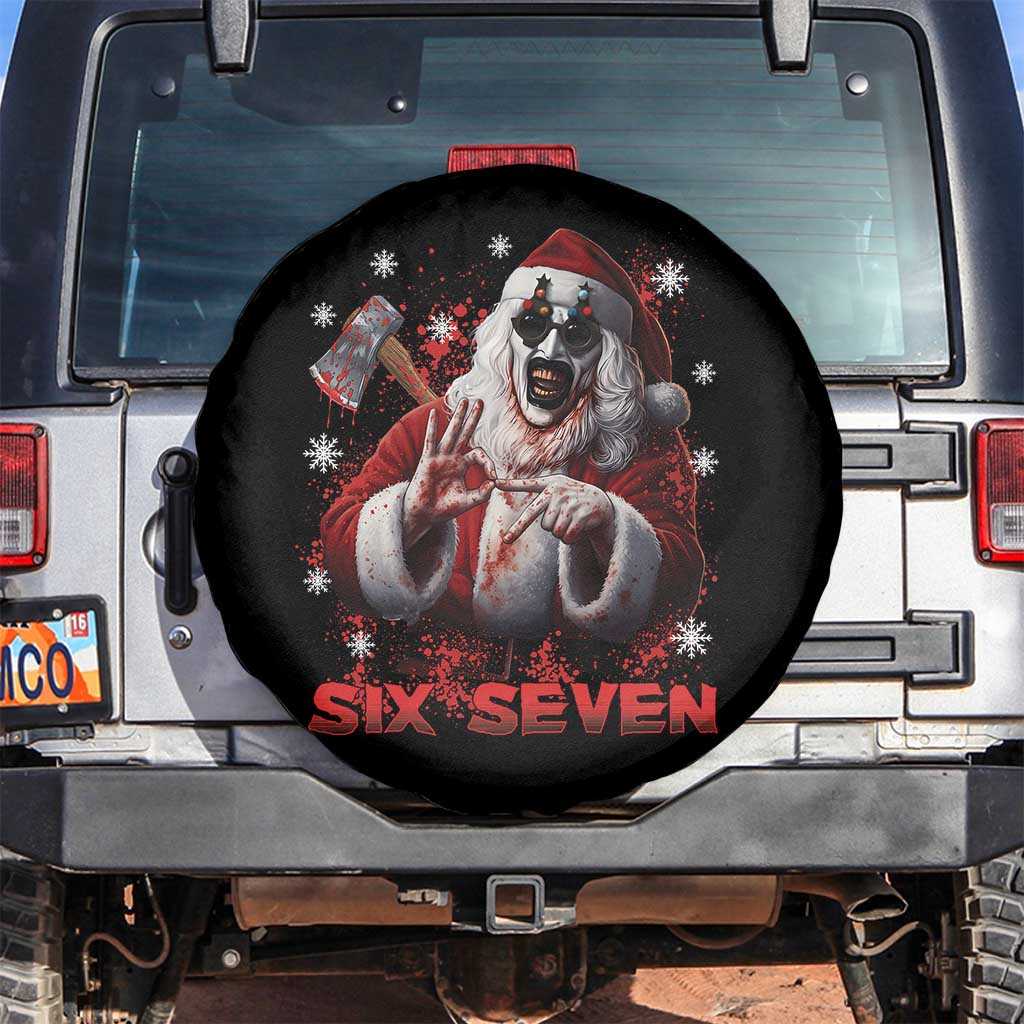 67 Terrifier Santa Horror Christmas Spare Tire Cover Funny Six Seven Meme Holiday Movie TS14 No hole Black Print Your Wear