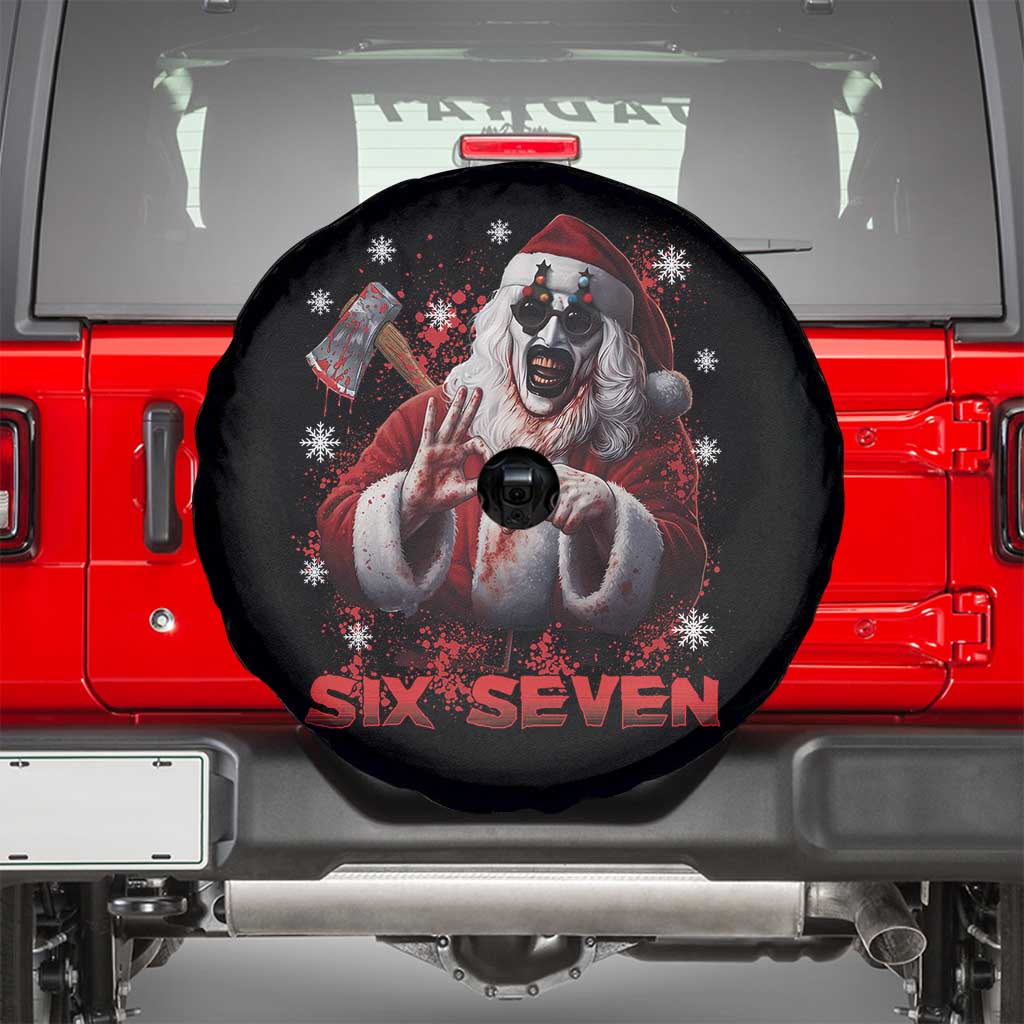 67 Terrifier Santa Horror Christmas Spare Tire Cover Funny Six Seven Meme Holiday Movie TS14 Black Print Your Wear