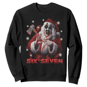 67 Terrifier Santa Horror Christmas Sweatshirt Funny Six Seven Meme Holiday Movie TS14 Black Print Your Wear