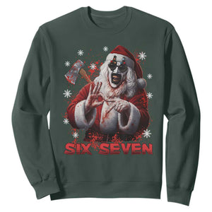 67 Terrifier Santa Horror Christmas Sweatshirt Funny Six Seven Meme Holiday Movie TS14 Dark Forest Green Print Your Wear