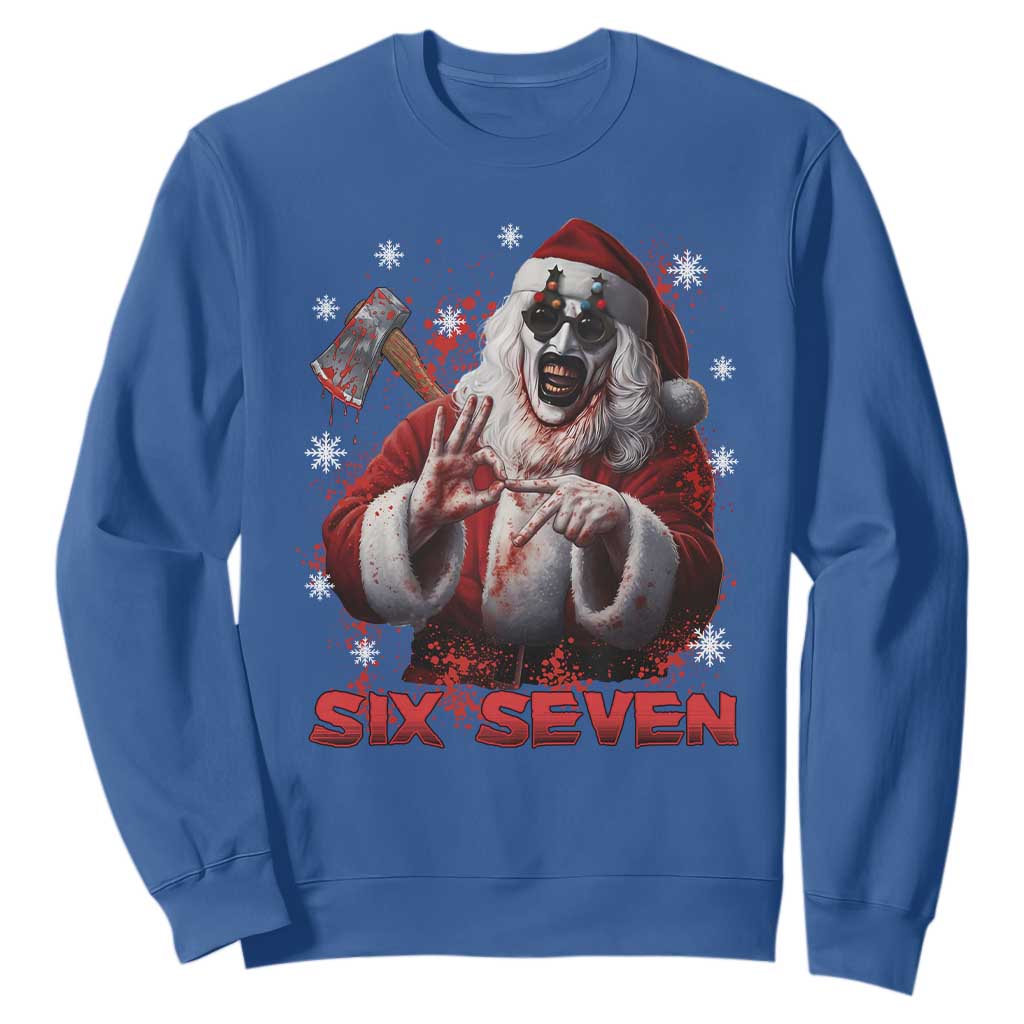 67 Terrifier Santa Horror Christmas Sweatshirt Funny Six Seven Meme Holiday Movie TS14 Royal Blue Print Your Wear