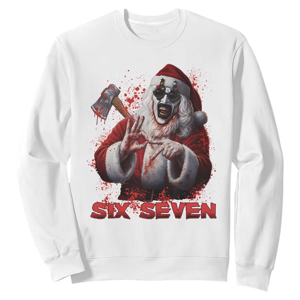 67 Terrifier Santa Horror Christmas Sweatshirt Funny Six Seven Meme Holiday Movie TS14 White Print Your Wear