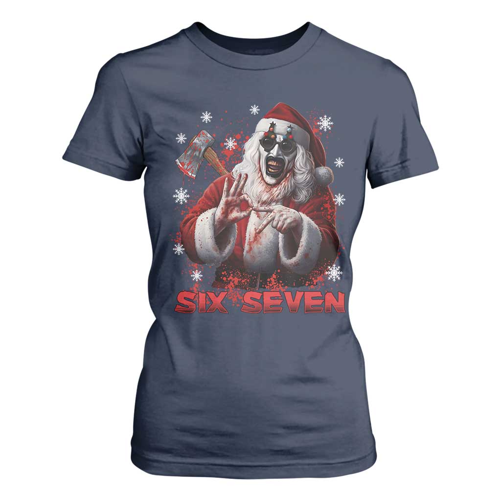 67 Terrifier Santa Horror Christmas T Shirt For Women Funny Six Seven Meme Holiday Movie TS14 Navy Print Your Wear
