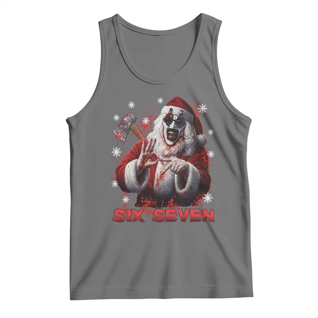67 Terrifier Santa Horror Christmas Tank Top Funny Six Seven Meme Holiday Movie TS14 Black Heather Print Your Wear