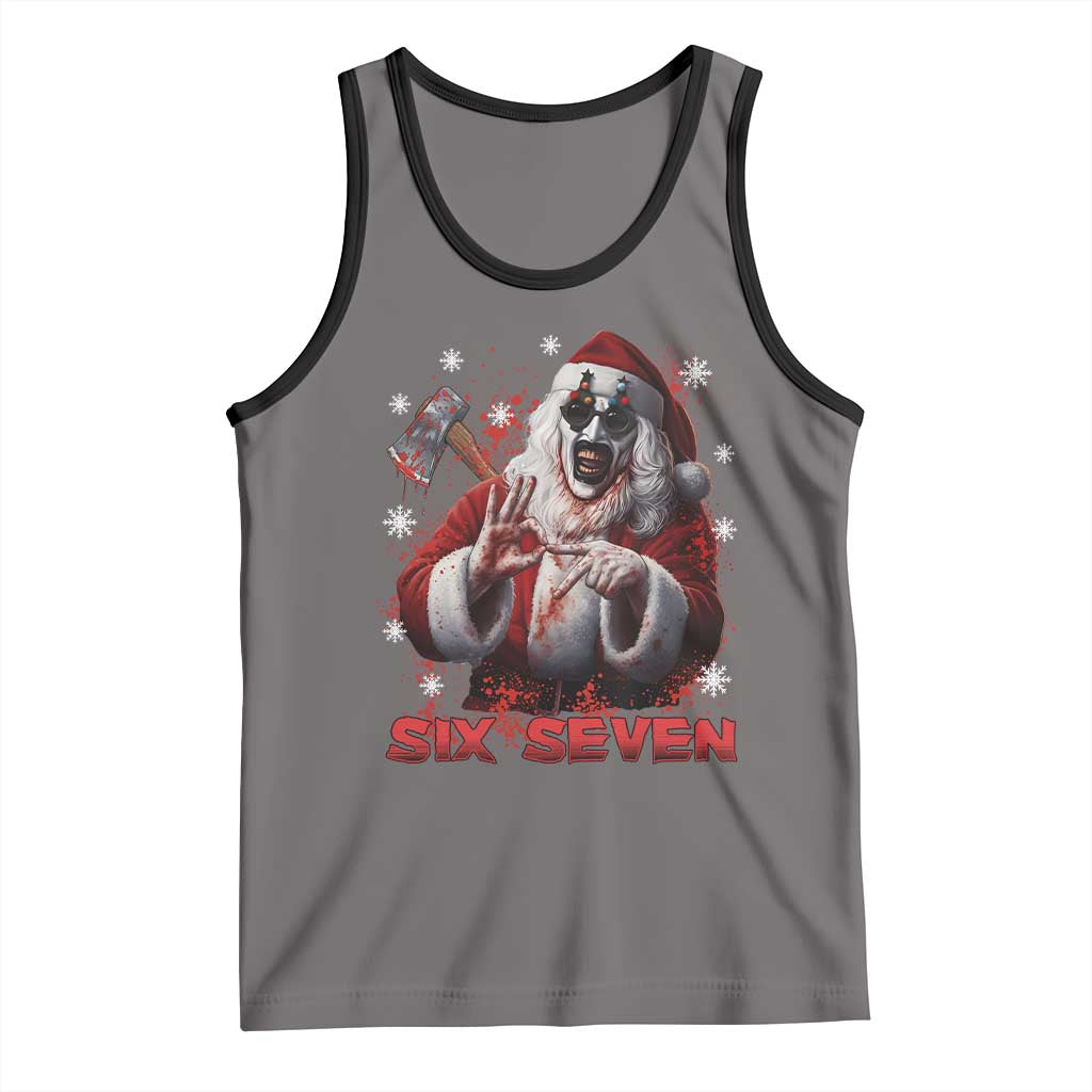 67 Terrifier Santa Horror Christmas Tank Top Funny Six Seven Meme Holiday Movie TS14 Deep Heather Black Print Your Wear