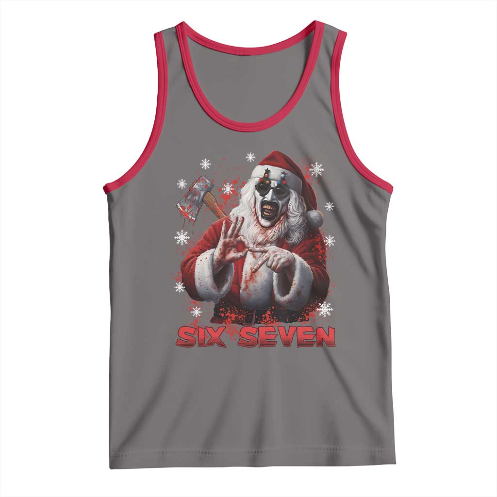 67 Terrifier Santa Horror Christmas Tank Top Funny Six Seven Meme Holiday Movie TS14 Deep Heather Red Print Your Wear