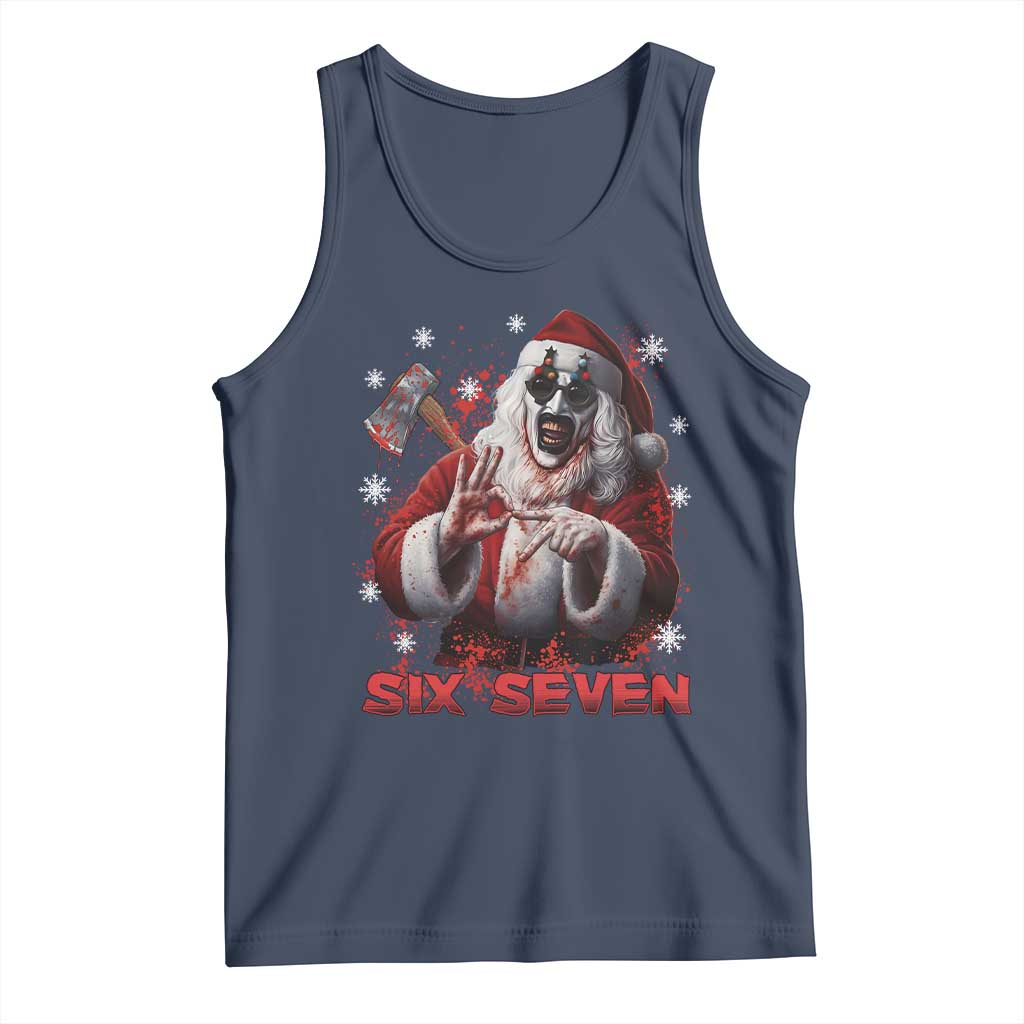 67 Terrifier Santa Horror Christmas Tank Top Funny Six Seven Meme Holiday Movie TS14 Navy Print Your Wear