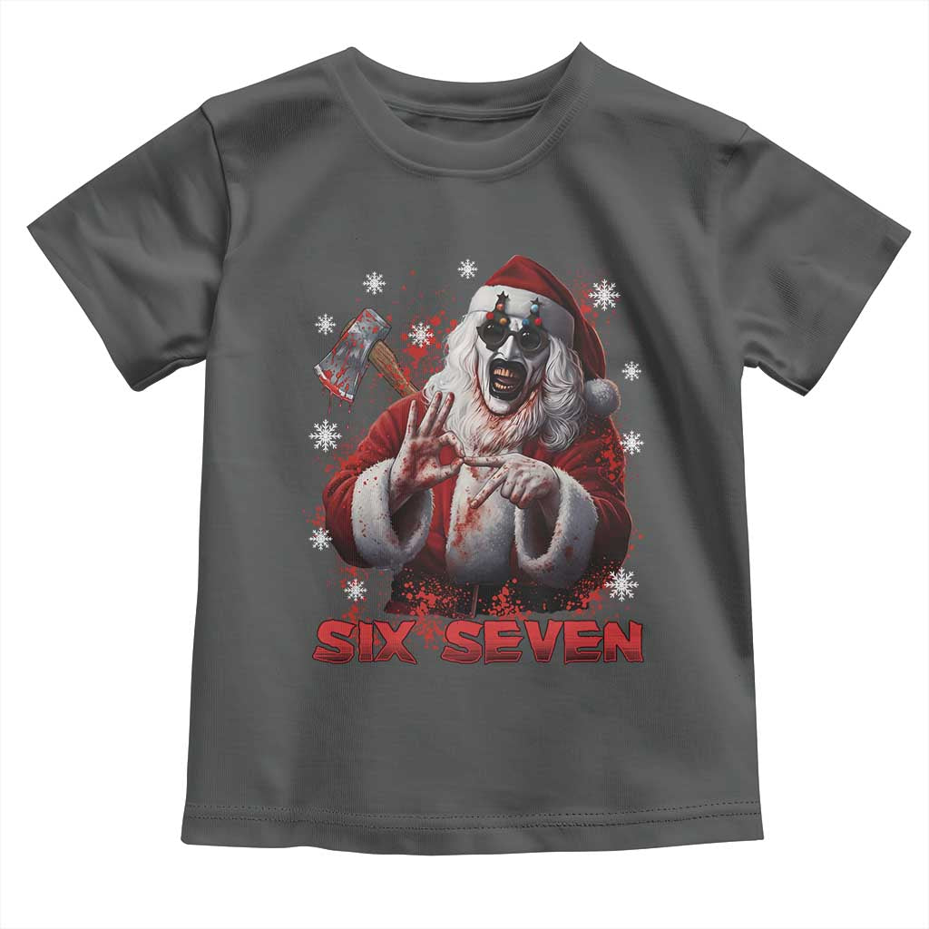 67 Terrifier Santa Horror Christmas Toddler T Shirt Funny Six Seven Meme Holiday Movie TS14 Dark Heather Print Your Wear