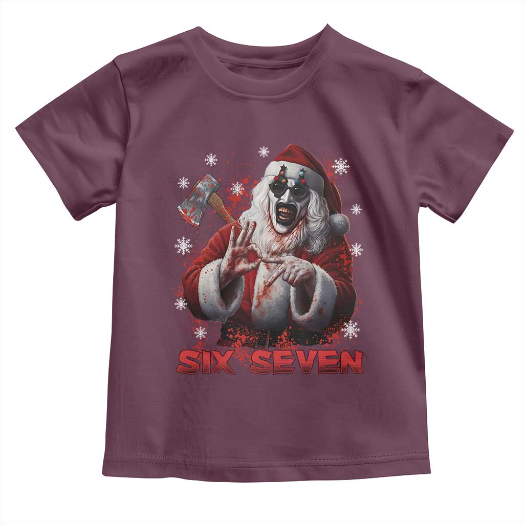 67 Terrifier Santa Horror Christmas Toddler T Shirt Funny Six Seven Meme Holiday Movie TS14 Maroon Print Your Wear