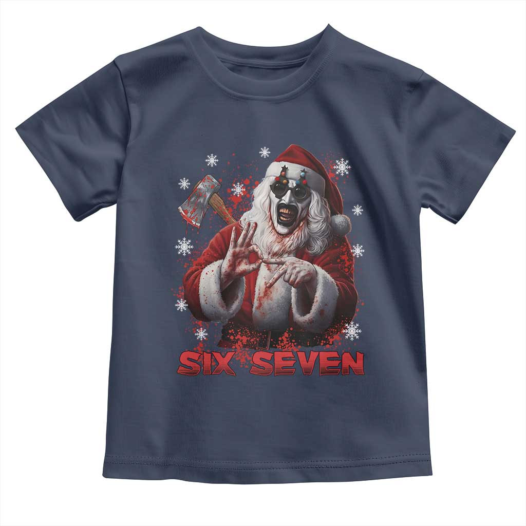 67 Terrifier Santa Horror Christmas Toddler T Shirt Funny Six Seven Meme Holiday Movie TS14 Navy Print Your Wear