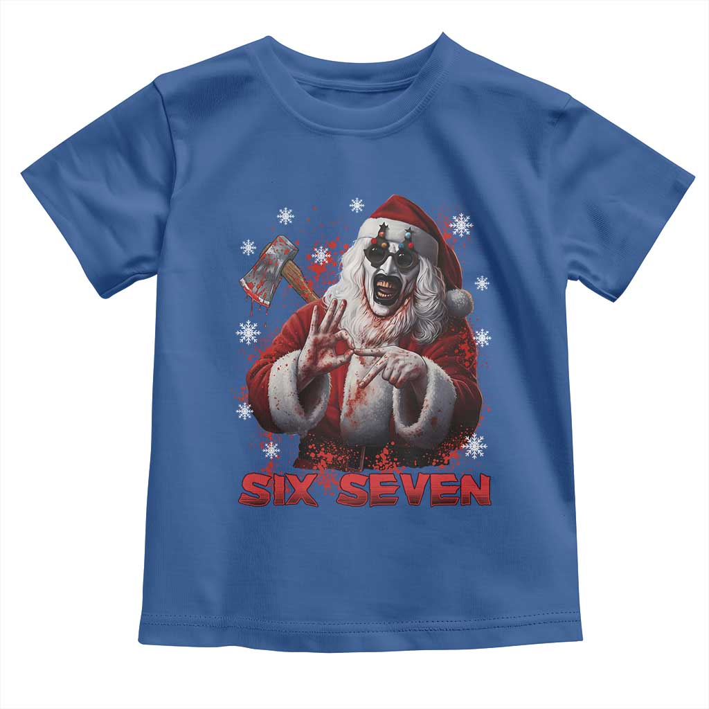 67 Terrifier Santa Horror Christmas Toddler T Shirt Funny Six Seven Meme Holiday Movie TS14 Royal Blue Print Your Wear