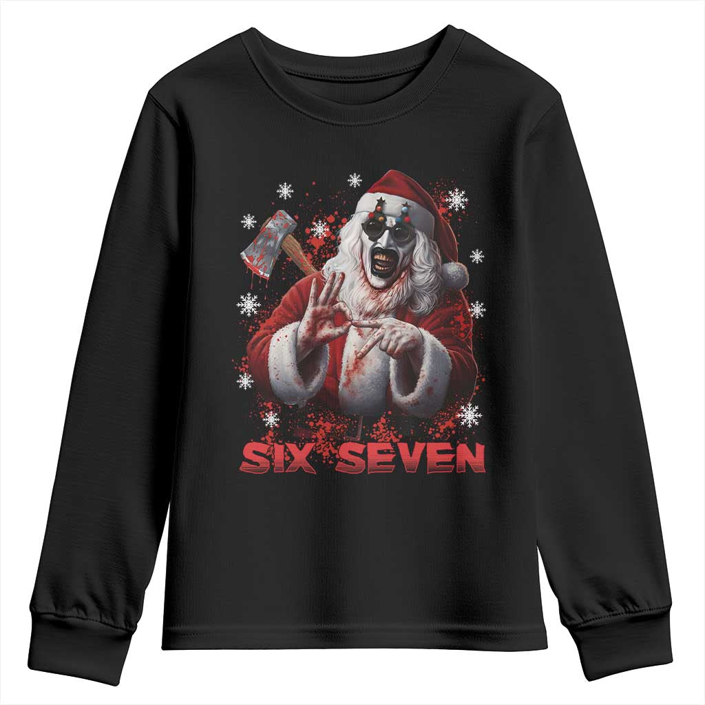 67 Terrifier Santa Horror Christmas Youth Sweatshirt Funny Six Seven Meme Holiday Movie TS14 Black Print Your Wear