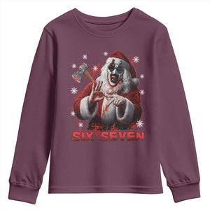 67 Terrifier Santa Horror Christmas Youth Sweatshirt Funny Six Seven Meme Holiday Movie TS14 Maroon Print Your Wear