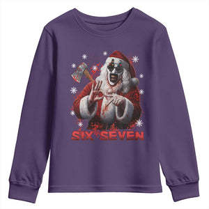 67 Terrifier Santa Horror Christmas Youth Sweatshirt Funny Six Seven Meme Holiday Movie TS14 Purple Print Your Wear