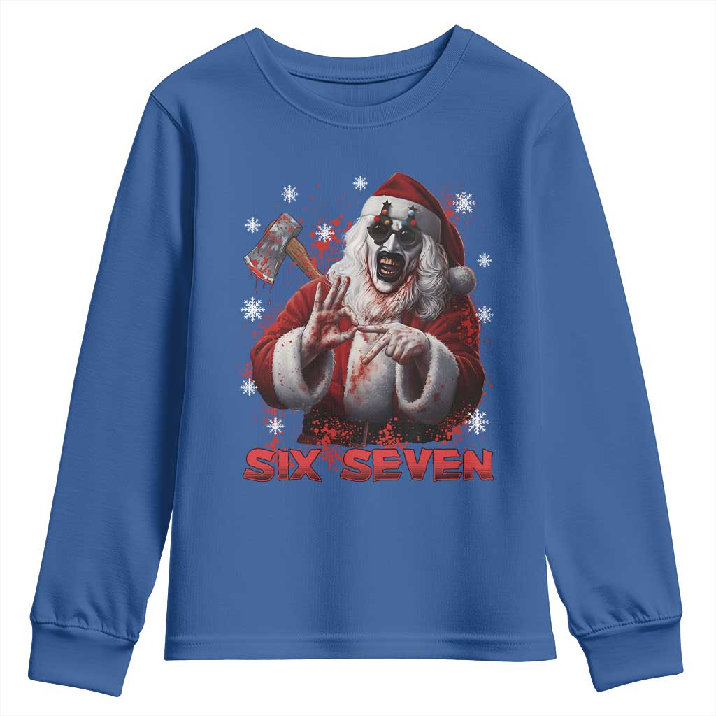 67 Terrifier Santa Horror Christmas Youth Sweatshirt Funny Six Seven Meme Holiday Movie TS14 Royal Blue Print Your Wear