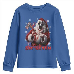 67 Terrifier Santa Horror Christmas Youth Sweatshirt Funny Six Seven Meme Holiday Movie TS14 Royal Blue Print Your Wear