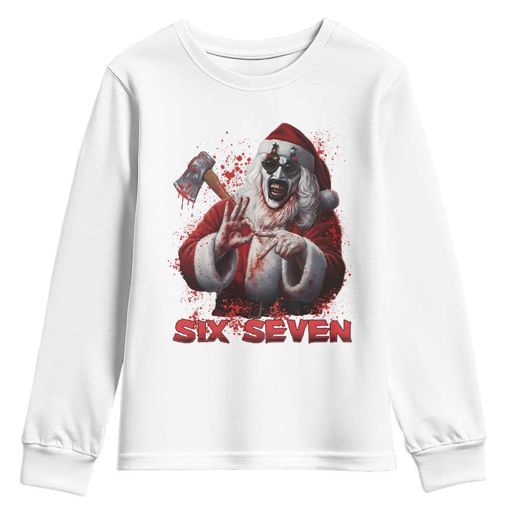 67 Terrifier Santa Horror Christmas Youth Sweatshirt Funny Six Seven Meme Holiday Movie TS14 White Print Your Wear