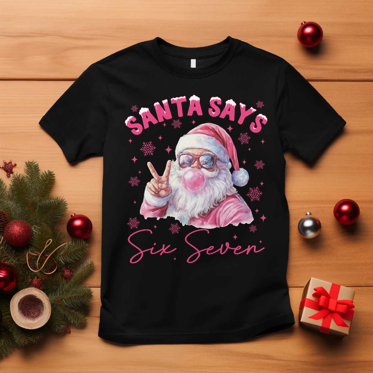 67 Six Seven Pink Santa Christmas Meme T Shirt TS14 Black Print Your Wear