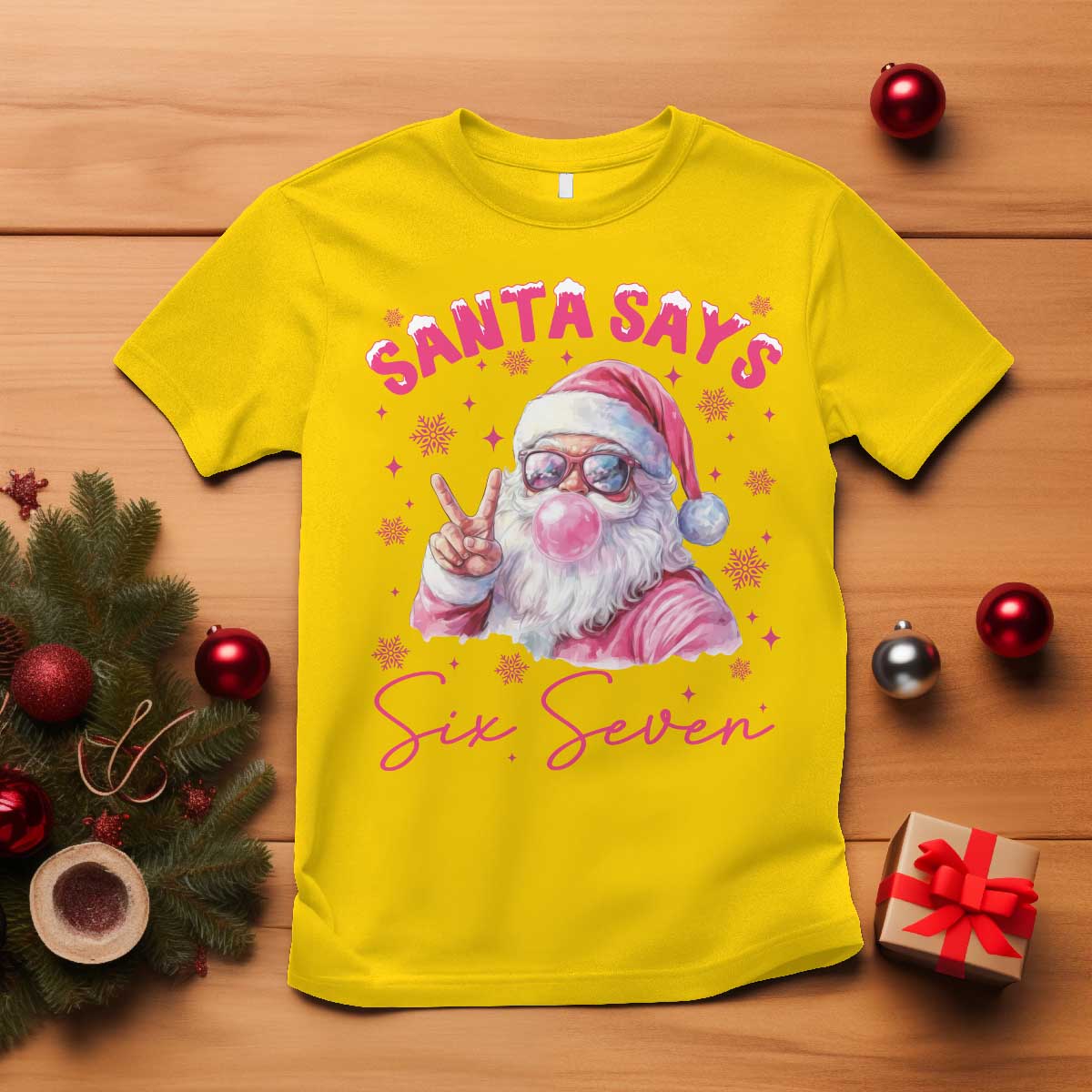 67 Six Seven Pink Santa Christmas Meme T Shirt TS14 Daisy Print Your Wear