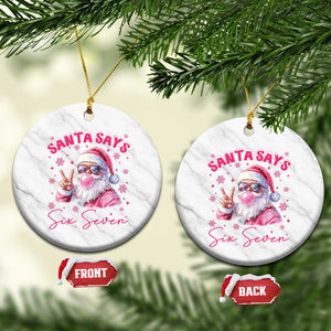 67 Six Seven Pink Santa Christmas Meme Ceramic Ornament TS14 1pc White Marble Print Your Wear