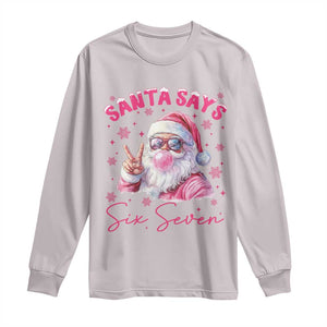 67 Six Seven Pink Santa Christmas Meme Long Sleeve Shirt TS14 Ice Gray Print Your Wear