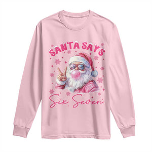 67 Six Seven Pink Santa Christmas Meme Long Sleeve Shirt TS14 Light Pink Print Your Wear
