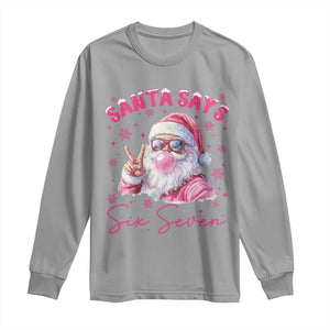 67 Six Seven Pink Santa Christmas Meme Long Sleeve Shirt TS14 Sport Gray Print Your Wear