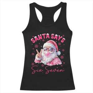 67 Six Seven Pink Santa Christmas Meme Racerback Tank Top - Print Your Wear