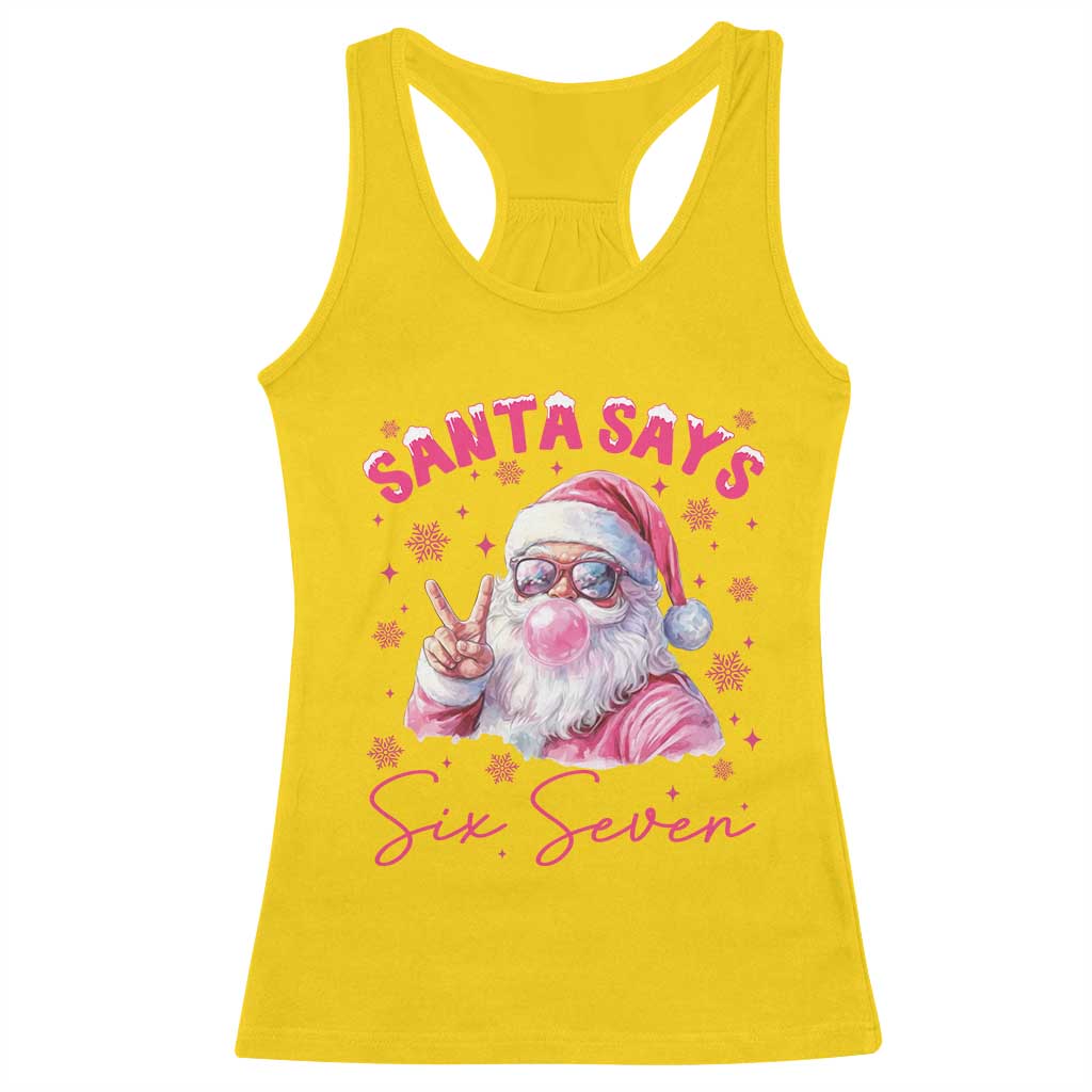 67 Six Seven Pink Santa Christmas Meme Racerback Tank Top - Print Your Wear