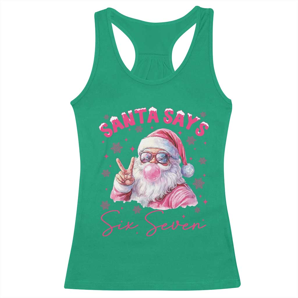 67 Six Seven Pink Santa Christmas Meme Racerback Tank Top - Print Your Wear