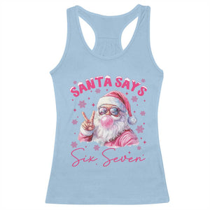 67 Six Seven Pink Santa Christmas Meme Racerback Tank Top - Print Your Wear