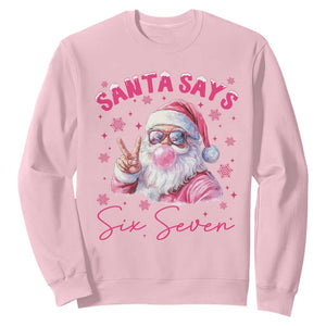 67 Six Seven Pink Santa Christmas Meme Sweatshirt TS14 Light Pink Print Your Wear