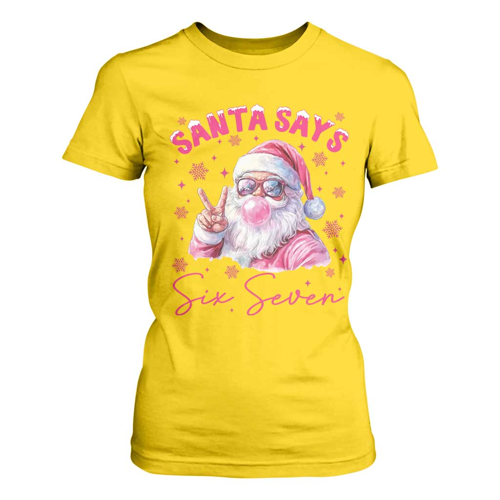 67 Six Seven Pink Santa Christmas Meme T Shirt For Women - Print Your Wear