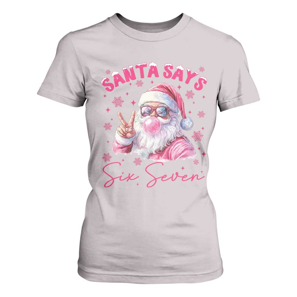 67 Six Seven Pink Santa Christmas Meme T Shirt For Women - Print Your Wear
