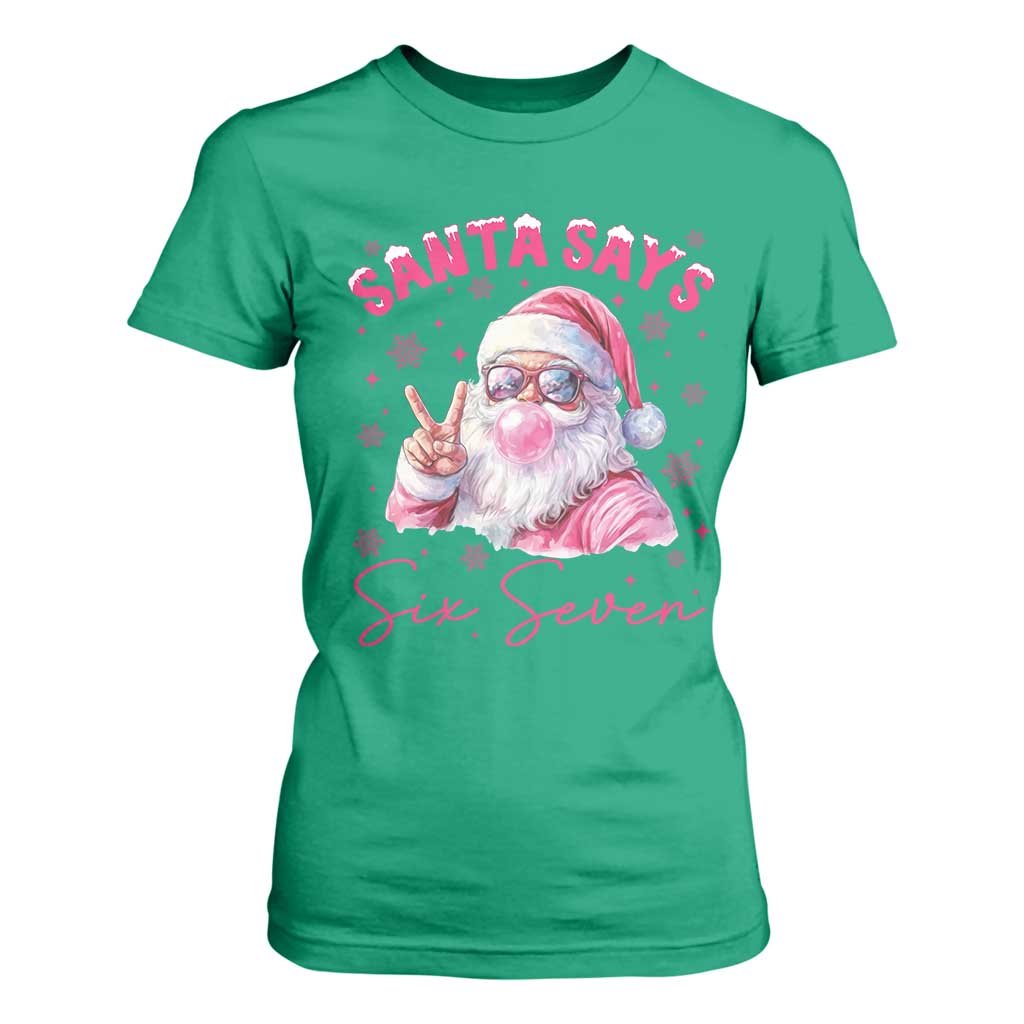 67 Six Seven Pink Santa Christmas Meme T Shirt For Women TS14 Irish Green Print Your Wear