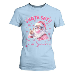 67 Six Seven Pink Santa Christmas Meme T Shirt For Women TS14 Light Blue Print Your Wear