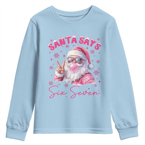 67 Six Seven Pink Santa Christmas Meme Youth Sweatshirt TS14 Light Blue Print Your Wear