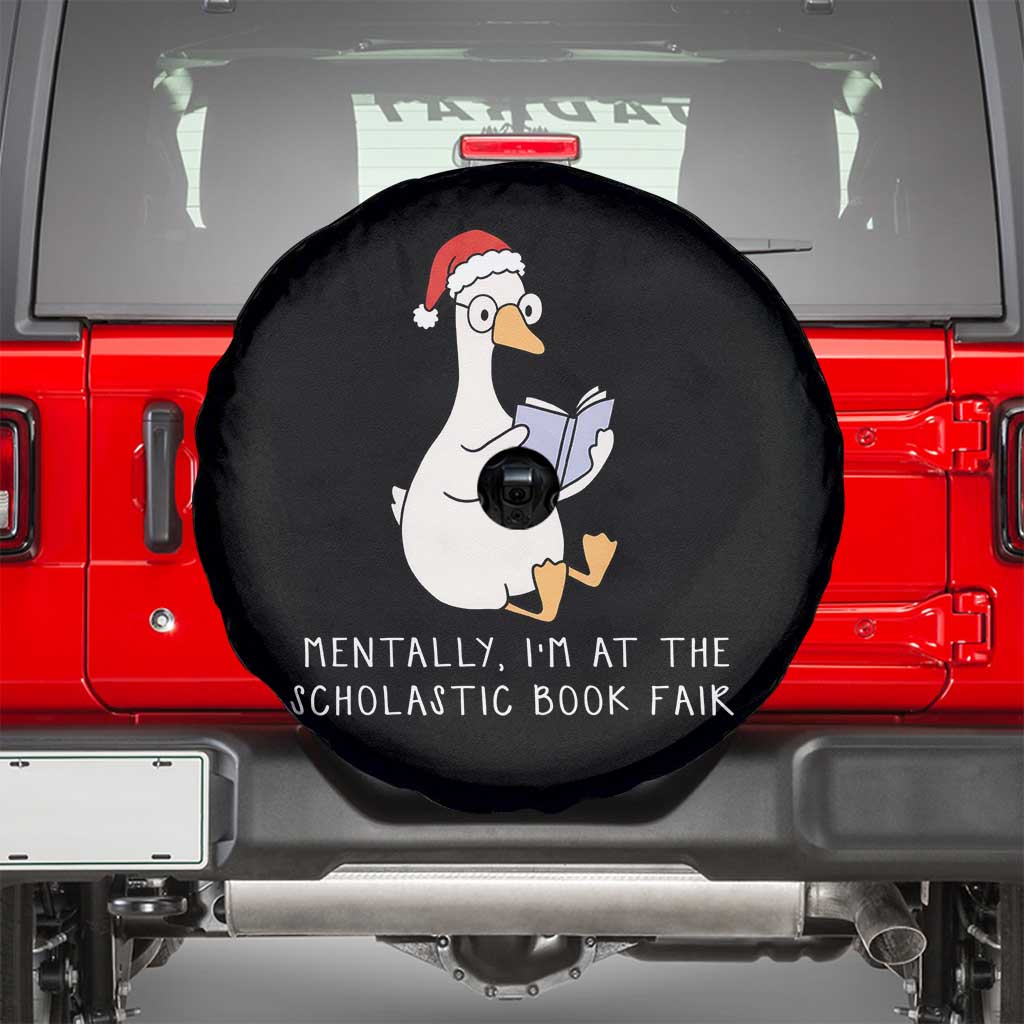 Silly Goose Bookish Christmas Spare Tire Cover Mentally I Am At The Scholastic Book Fair TS14 Black Print Your Wear