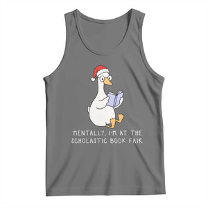 Silly Goose Bookish Christmas Tank Top Mentally I Am At The Scholastic Book Fair TS14 Black Heather Print Your Wear