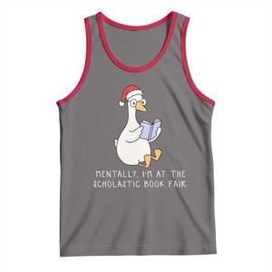 Silly Goose Bookish Christmas Tank Top Mentally I Am At The Scholastic Book Fair TS14 Deep Heather Red Print Your Wear